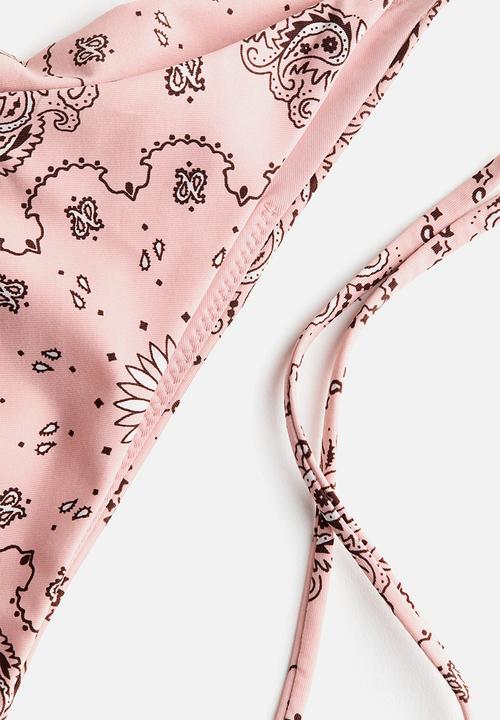 H&M - Brazilian tie tanga bikini bottoms - light pink/paisley pattern
