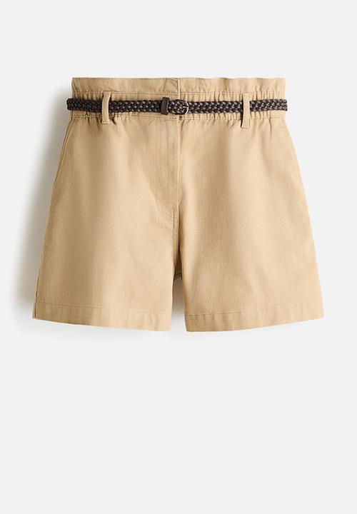 H&M - Belted twill shorts - beige