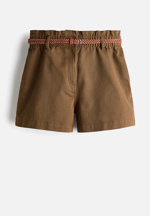 H&M - Belted twill shorts - khaki green