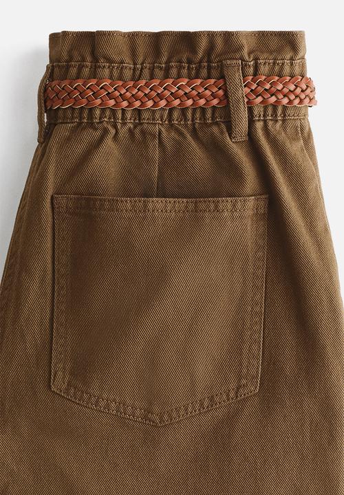 H&M - Belted twill shorts - khaki green
