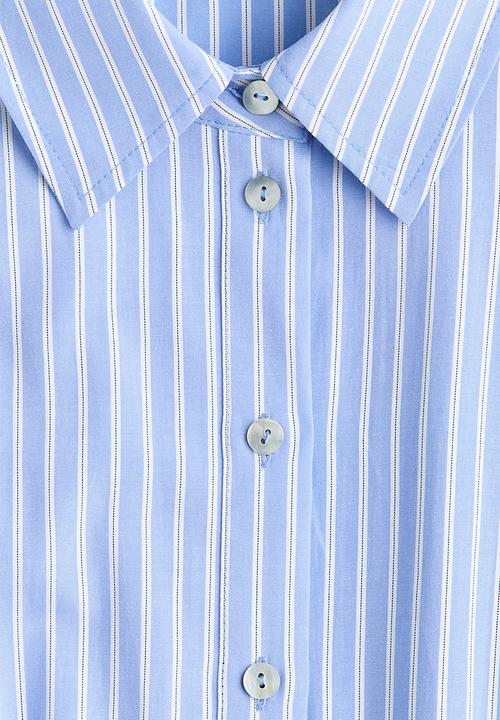 H&M - Tie-belt shirt dress - blue/striped