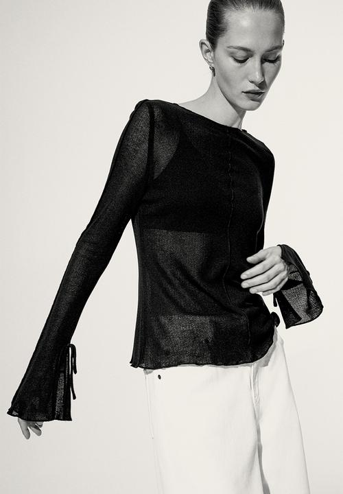 H&M - Knitted boat-neck top - black