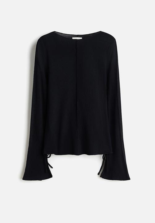 H&M - Knitted boat-neck top - black