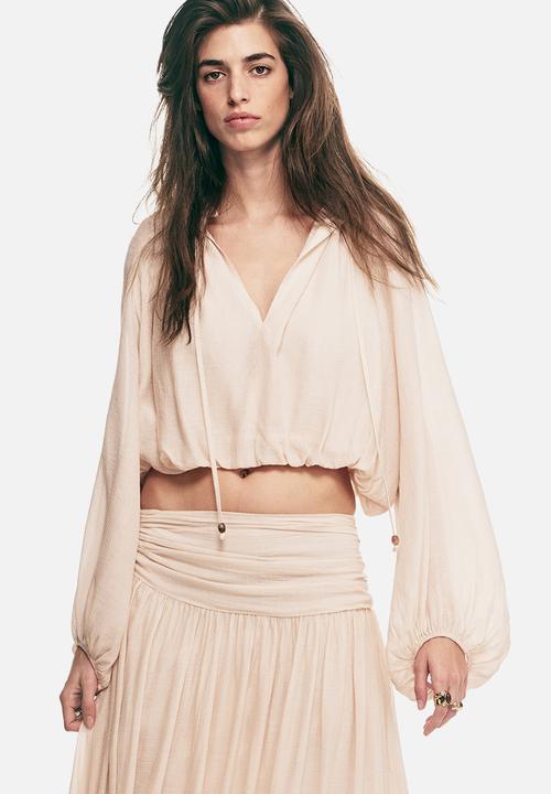 H&M - Gathered crêpe skirt - pale orange