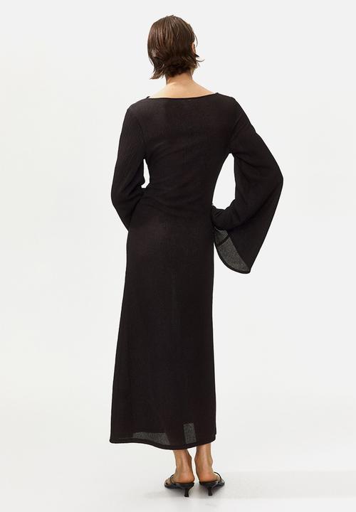 H&M - Trumpet-sleeved jersey dress - dark brown