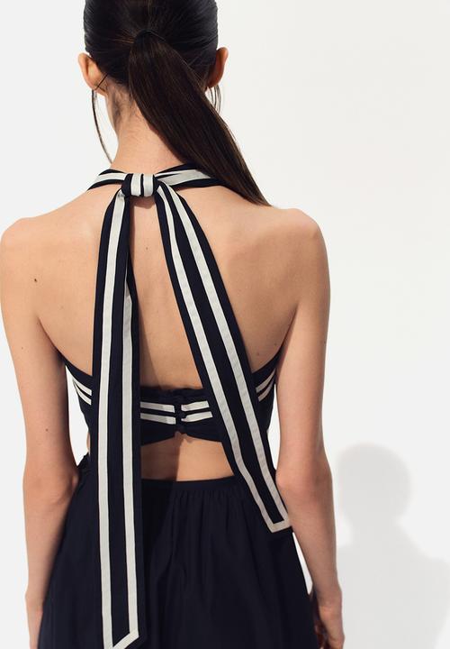 H&M - Cropped halterneck top - navy blue