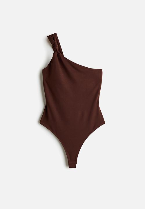 H&M - One-shoulder thong body - dark brown