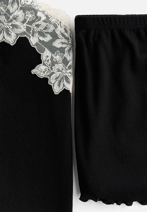 H&M - Ribbed jersey pyjamas - black