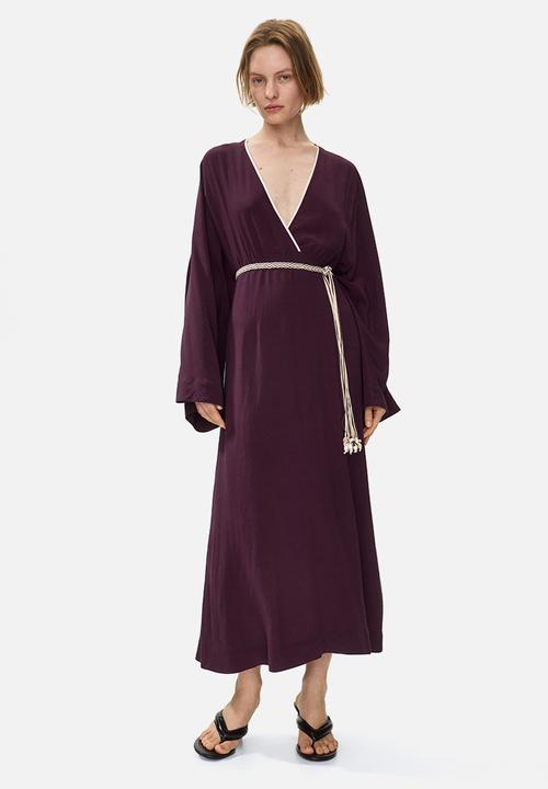 H&M - Belted viscose dress - dark plum purple