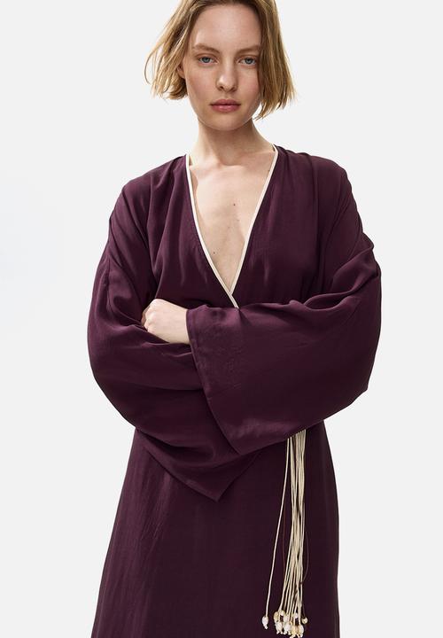 H&M - Belted viscose dress - dark plum purple