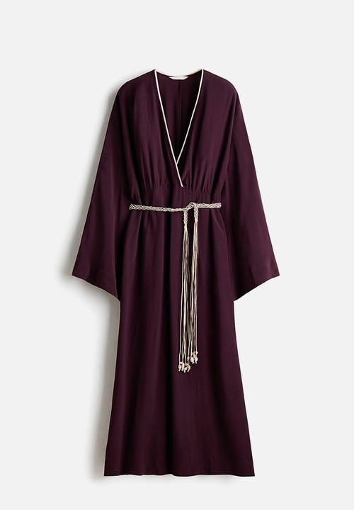 H&M - Belted viscose dress - dark plum purple