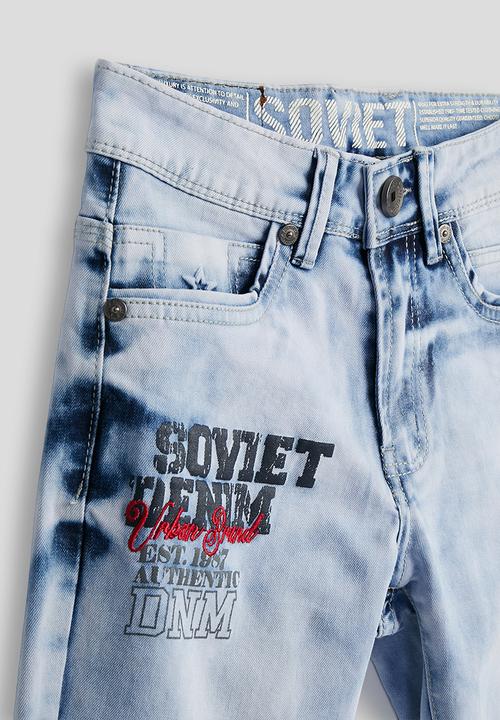 SOVIET - Boys Denim Short With Print - Light Indigo