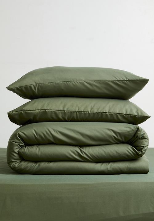 Sixth Floor - Recycled microfibre duvet set Olive
