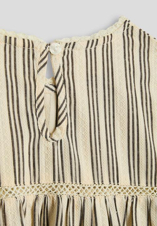 Pop Candy - Striped blouse with frilled sleeves - cream/black