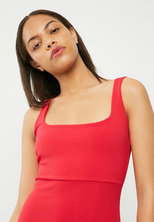 Missguided - Square neck side split midi dress