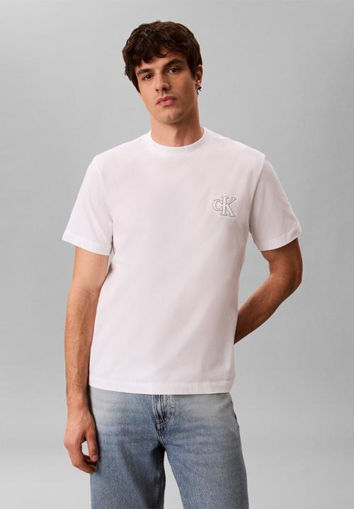 Calvin Klein - 30s Easy Monogram Puff Emb T-shirt - White