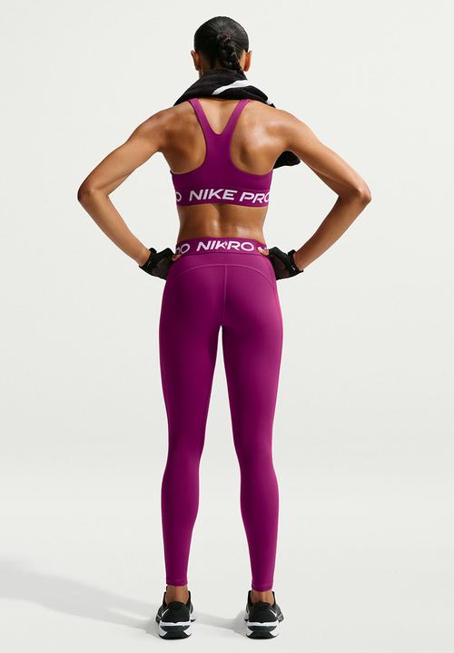 Nike - W Nk Pro Mid-Rise Full-Length Leggings - Trueberry/White