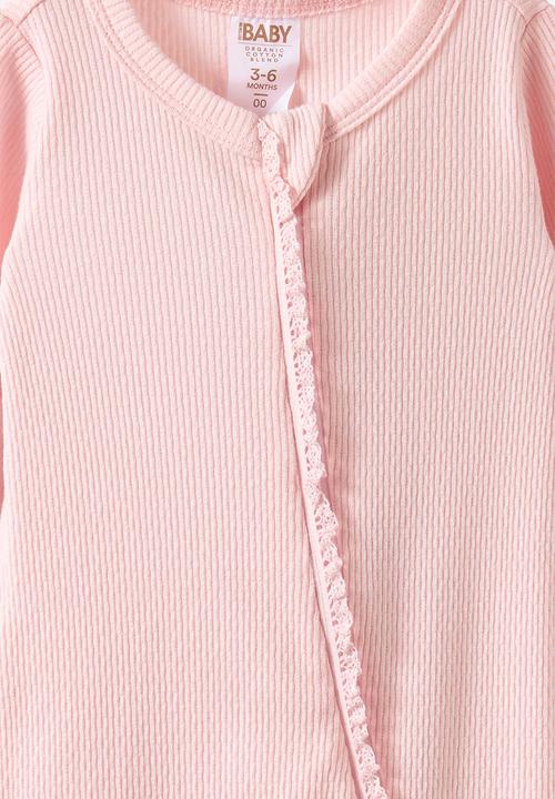 Cotton On - Littlie Organic Long Sleeve Zip Romper - Pop Pink