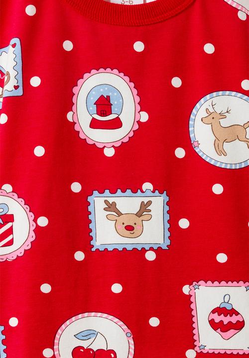 Cotton On - Baby Dreamdrift Family Xmas Romper - Varsity Red/Rudolph Spot