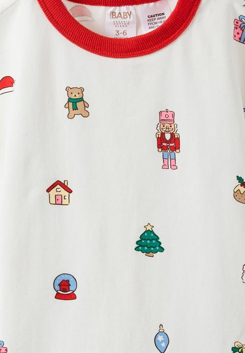 Cotton On - Baby Dreamdrift Family Xmas Romper - Vanilla/Everything Christmas