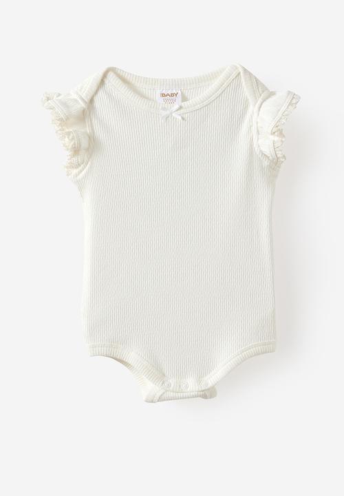 Cotton On - 2 Pack Organic Pointelle Flutter Bubbysuit - Pop Pink & Milk