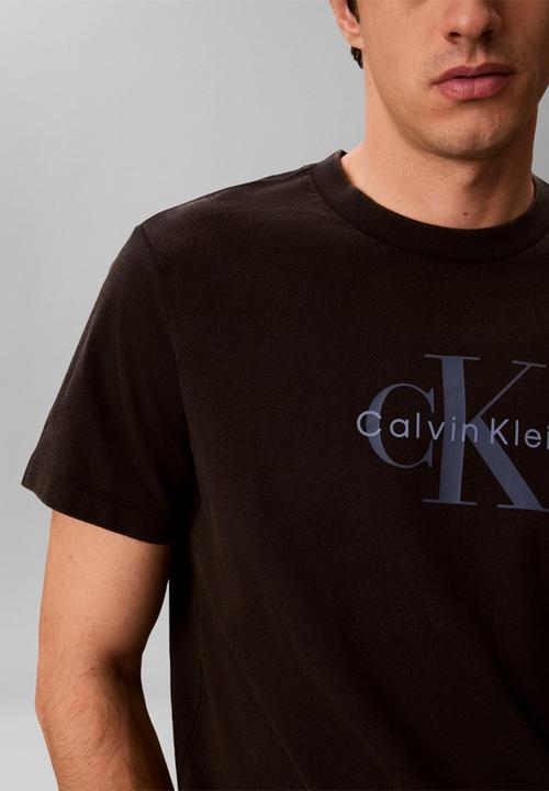 Calvin Klein - 20S Acid Wash Monologo Graphic T-Shirt-Black-Black