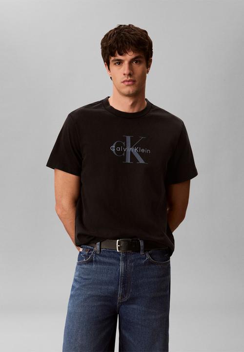 Calvin Klein - 20S Acid Wash Monologo Graphic T-Shirt-Black-Black