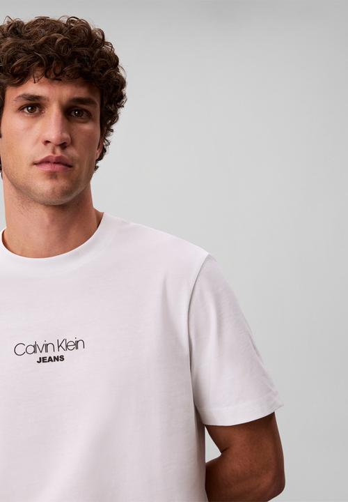 Calvin Klein - 20S Acid Wash Graphic Crewneck T-Shirt- Bright White