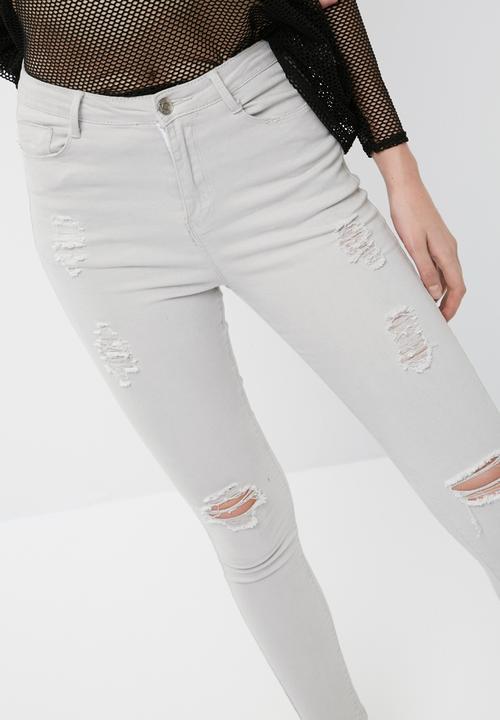 Missguided - Sinner high waisted ripped skinny jeans