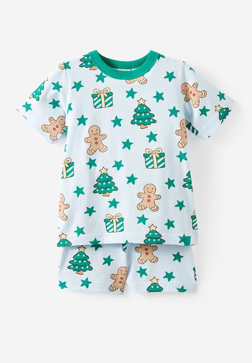 Cotton On - Dreamdrift Short Sleeve Pj Set - Blue Whisper/Gingerbread Glow