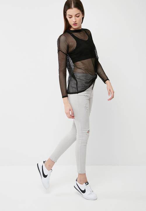 Missguided - Fishnet long sleeve top