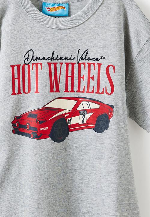 Cotton On - Licensed Drop Shoulder Short Sleeve Tee - Lcn Mat Grey Marle/Hotwheels Dimachinni Veloc