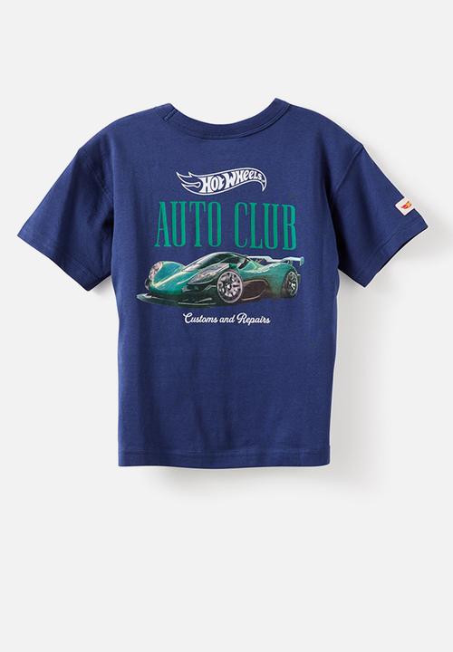 Cotton On - Licensed Drop Shoulder Short Sleeve Tee - Lcn Mat Navy Denim/ Hot Wheels Auto Club