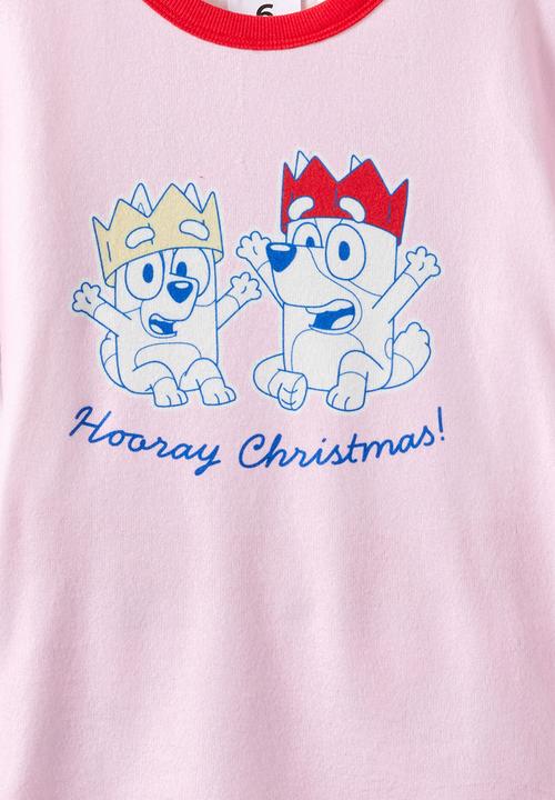 Cotton On - Snoozesoft Short Sleeve Pj Set License - Lcn Blu Ballet Pink/Hooray Christmas