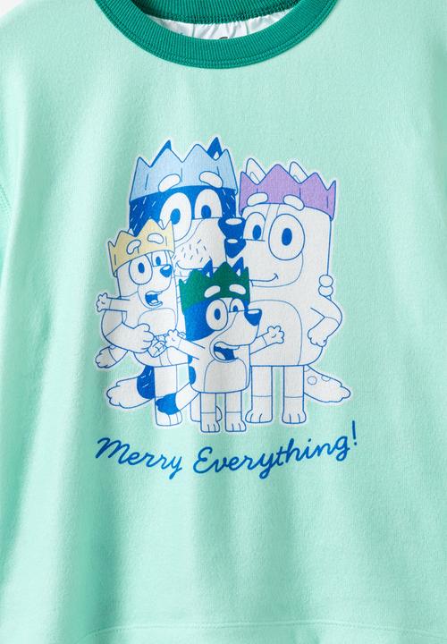 Cotton On - Snoozesoft Short Sleeve Boxer Pj Set License - Lcn Blu Sea Glass/Merry Everything