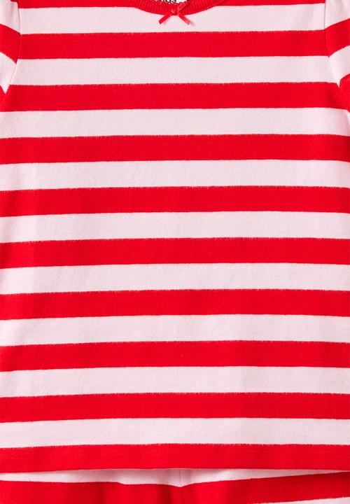 Cotton On - Dreamdrift Puff Sleeve Short Sleeve Pj Set - Bobbi Stripe Varsity Red/Ballet Pink