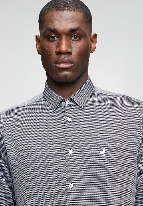 POLO - MENS LS GEO PRINT SHIRT - Black