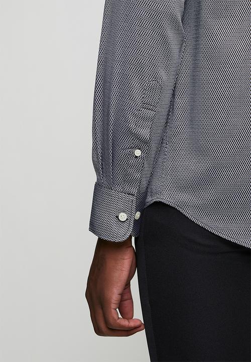 POLO - MENS LS GEO PRINT SHIRT - Black