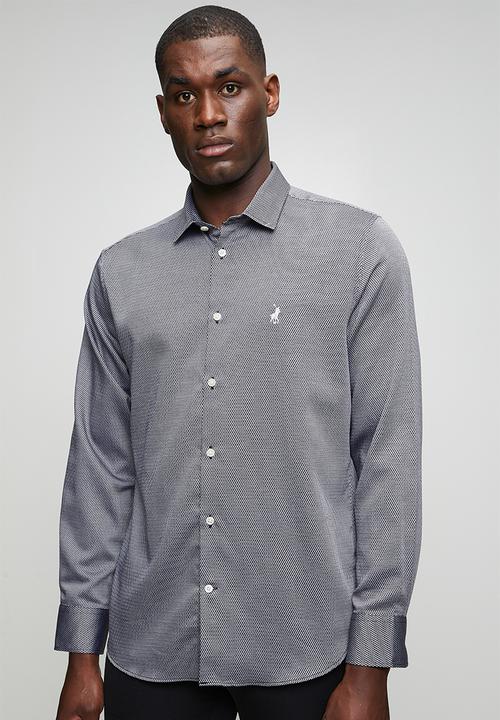 POLO - MENS LS GEO PRINT SHIRT - Black