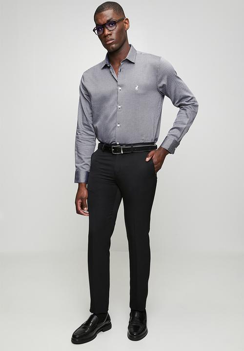 POLO - MENS LS GEO PRINT SHIRT - Black