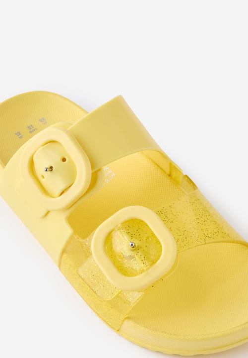 Cotton On - Kids Double Buckle Jelly Slide - Goldy/Sparkles