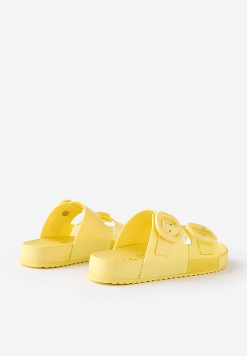 Cotton On - Kids Double Buckle Jelly Slide - Goldy/Sparkles