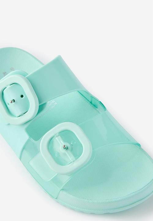 Cotton On - Kids Double Buckle Jelly Slide - Sea Glass