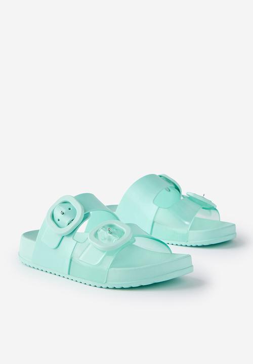 Cotton On - Kids Double Buckle Jelly Slide - Sea Glass
