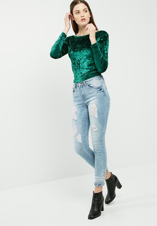 dailyfriday - Velvet round neck top