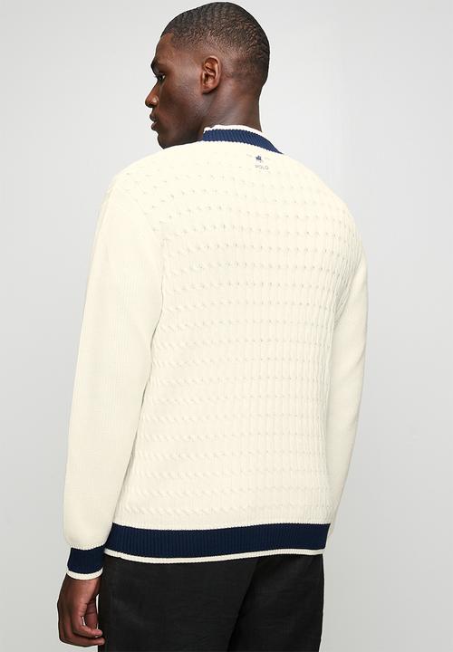 POLO - Sport Cable Knit Cardigan - White