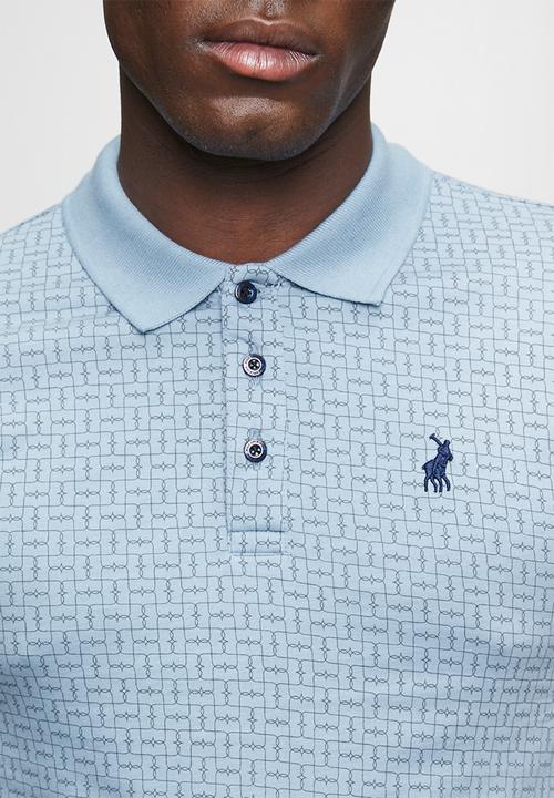 POLO - Geometric Pima Printed Golfer -  Blue