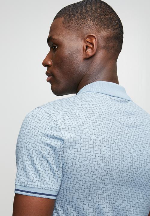 POLO - Geometric Pima Printed Golfer -  Blue