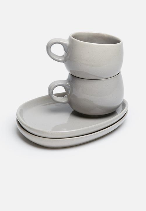 Urchin Art - Mug platter set - grey