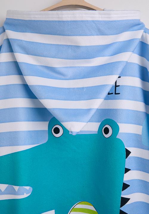 Pop Candy - Cartoon croc graphic hooded towel - blue stripe
